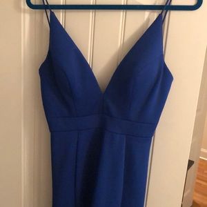 Formal royal blue long dress with a slit